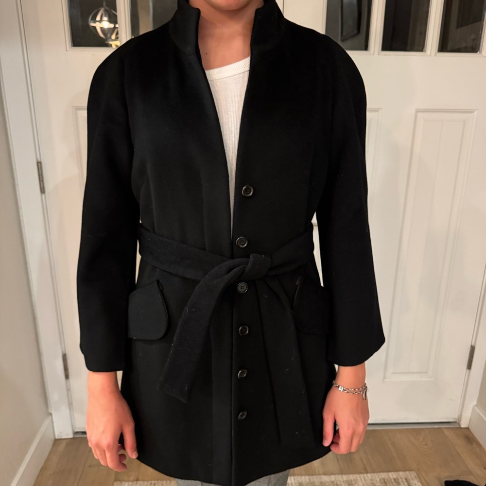 Celine Black Trench Coat Wool and Cashmere